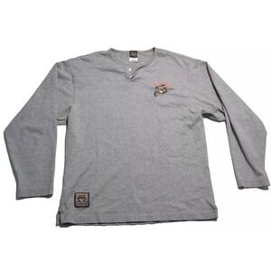 Warner Bros Harley Davidson Wile e Coyote Henley Gray Men's Medium Vintage Y2K